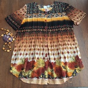 Tunic Top in Brown & Yellows